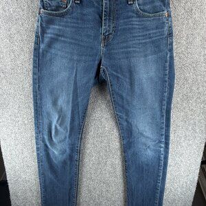 Levis 502 Premium Blue Denim Jeans Leather Patch Cotton Blend ACTL 31X30.5